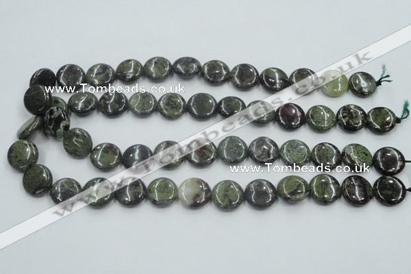 CDB208 15.5 inches 16mm flat round natural dragon blood jasper beads