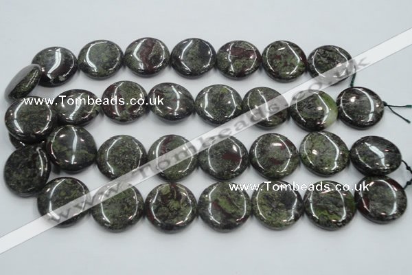 CDB210 15.5 inches 25mm flat round natural dragon blood jasper beads