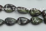 CDB215 15.5 inches 10*14mm flat teardrop natural dragon blood jasper beads