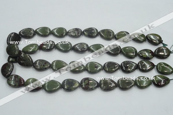 CDB217 15.5 inches 15*20mm flat teardrop natural dragon blood jasper beads