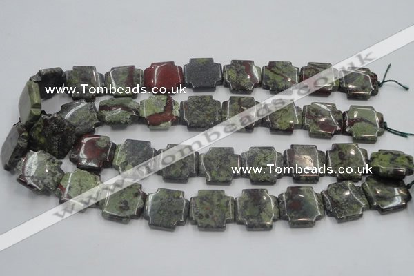 CDB224 15.5 inches 20*20mm cross natural dragon blood jasper beads