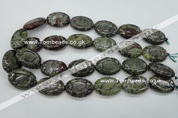 CDB248 15.5 inches 22*30mm carved oval natural dragon blood jasper beads