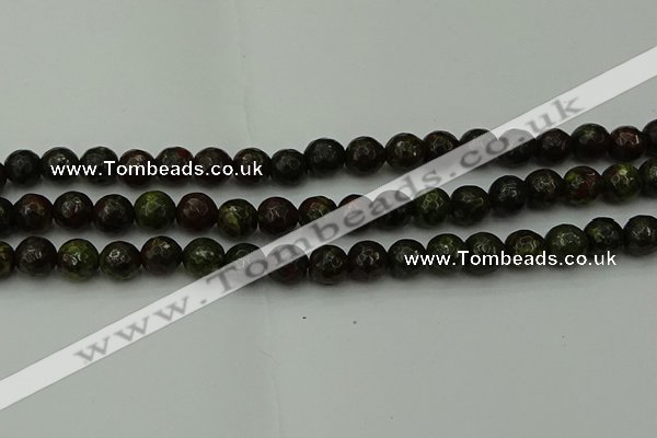 CDB312 15.5 inches 8mm faceted round dragon blood jasper beads