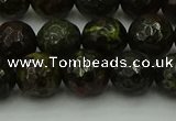 CDB313 15.5 inches 10mm faceted round dragon blood jasper beads