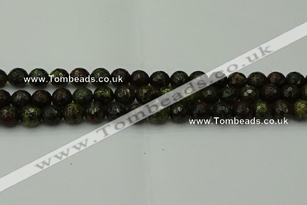 CDB313 15.5 inches 10mm faceted round dragon blood jasper beads