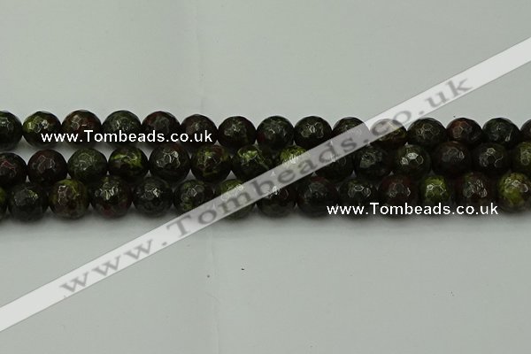 CDB315 15.5 inches 14mm faceted round dragon blood jasper beads