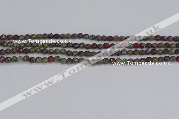 CDB320 15.5 inches 4mm faceted round dragon blood jasper beads