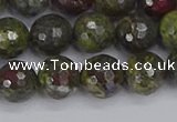 CDB323 15.5 inches 10mm faceted round dragon blood jasper beads