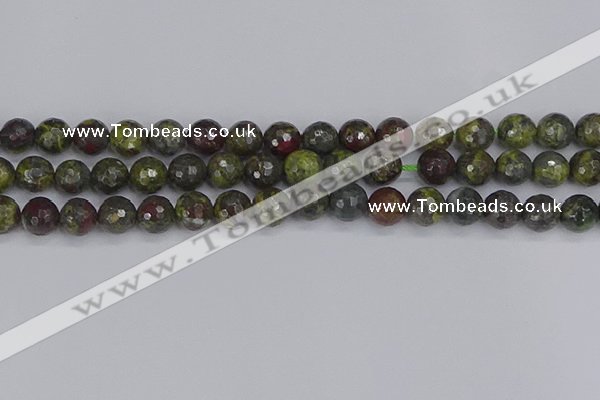 CDB323 15.5 inches 10mm faceted round dragon blood jasper beads