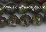 CDB324 15.5 inches 12mm faceted round dragon blood jasper beads