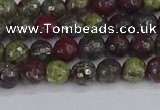 CDB328 15.5 inches 4mm faceted round A grade dragon blood jasper beads