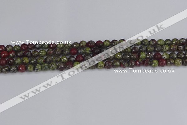 CDB328 15.5 inches 4mm faceted round A grade dragon blood jasper beads