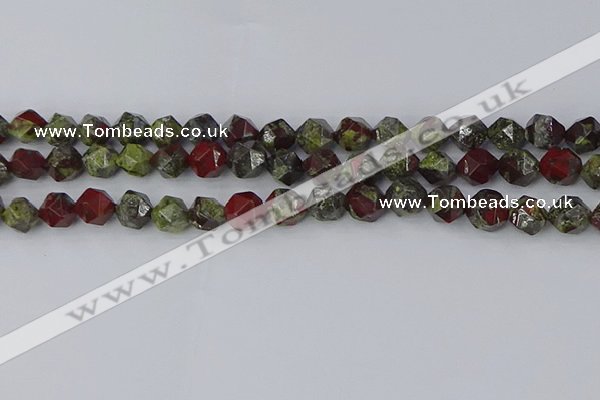 CDB337 15.5 inches 8mm faceted nuggets dragon blood jasper beads