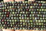 CDB360 15 inches 4mm faceted round dragon blood jasper beads