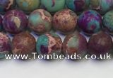 CDE1035 15.5 inches 4mm round matte sea sediment jasper beads