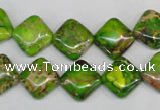 CDE122 15.5 inches 12*12mm diamond dyed sea sediment jasper beads