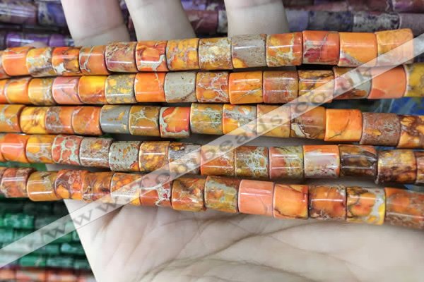 CDE1340 15.5 inches 8*8mm tube sea sediment jasper beads