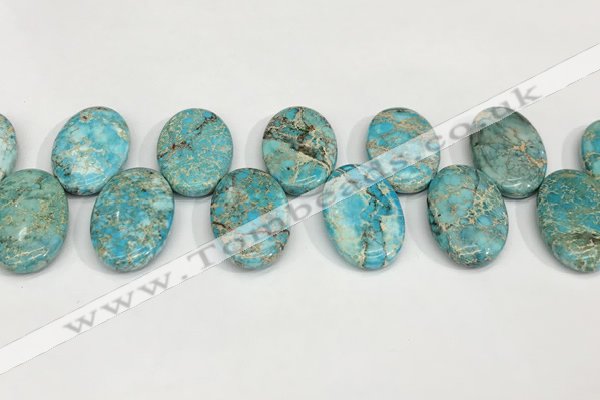 CDE1410 Top drilled 20*30mm oval sea sediment jasper beads