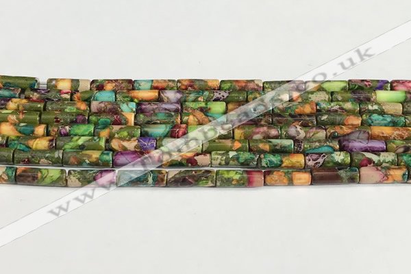 CDE1429 15.5 inches 4*13mm tube sea sediment jasper beads wholesale