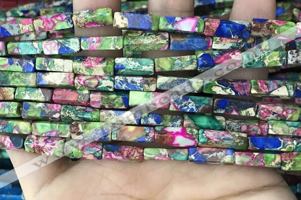 CDE1492 15.5 inches 4*13mm cuboid synthetic sea sediment jasper beads