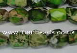 CDE155 15.5 inches 10*12mm faceted nugget dyed sea sediment jasper beads