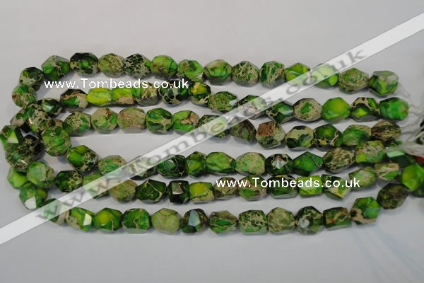 CDE155 15.5 inches 10*12mm faceted nugget dyed sea sediment jasper beads