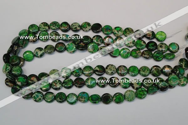 CDE170 15.5 inches 12mm flat round dyed sea sediment jasper beads