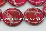 CDE18 15.5 inches 25mm flat round dyed sea sediment jasper beads