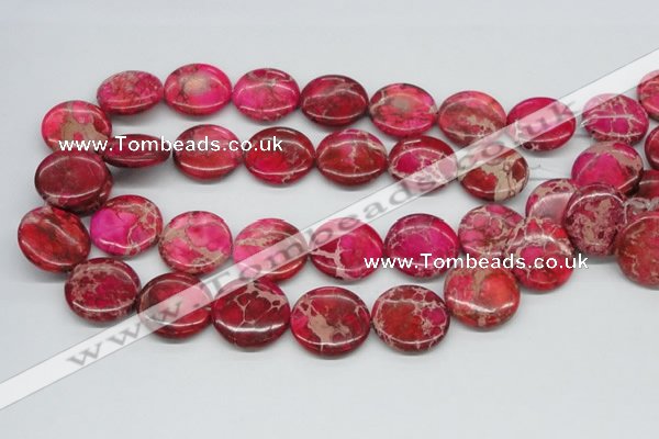 CDE18 15.5 inches 25mm flat round dyed sea sediment jasper beads