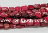 CDE19 15.5 inches 8*8mm square dyed sea sediment jasper beads