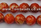 CDE2103 15.5 inches 12mm faceted round dyed sea sediment jasper beads