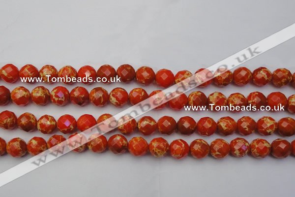 CDE2103 15.5 inches 12mm faceted round dyed sea sediment jasper beads