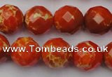 CDE2104 15.5 inches 14mm faceted round dyed sea sediment jasper beads