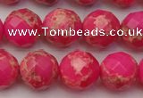 CDE2114 15.5 inches 14mm faceted round dyed sea sediment jasper beads