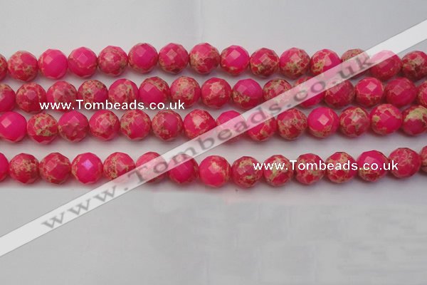 CDE2114 15.5 inches 14mm faceted round dyed sea sediment jasper beads