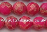 CDE2115 15.5 inches 16mm faceted round dyed sea sediment jasper beads