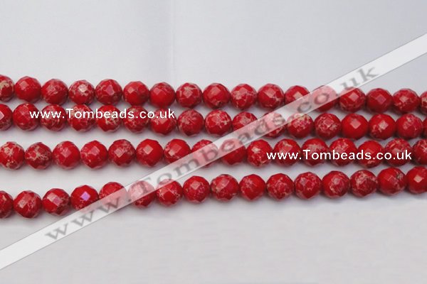 CDE2123 15.5 inches 12mm faceted round dyed sea sediment jasper beads