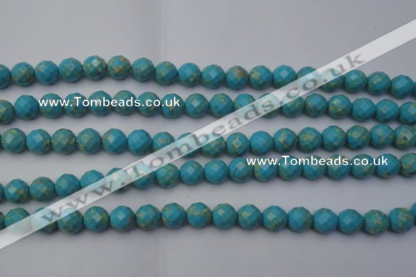 CDE2153 15.5 inches 12mm faceted round dyed sea sediment jasper beads