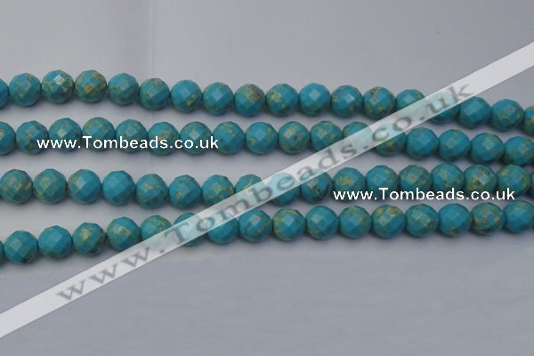 CDE2154 15.5 inches 14mm faceted round dyed sea sediment jasper beads