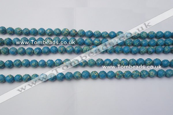CDE2160 15.5 inches 6mm faceted round dyed sea sediment jasper beads