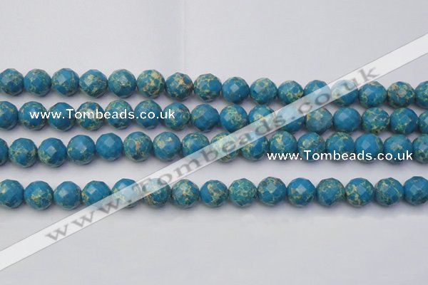 CDE2164 15.5 inches 14mm faceted round dyed sea sediment jasper beads