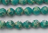 CDE2170 15.5 inches 6mm faceted round dyed sea sediment jasper beads