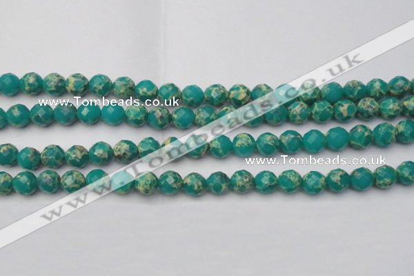 CDE2173 15.5 inches 12mm faceted round dyed sea sediment jasper beads