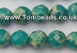 CDE2174 15.5 inches 14mm faceted round dyed sea sediment jasper beads