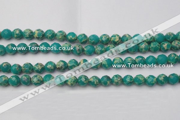 CDE2174 15.5 inches 14mm faceted round dyed sea sediment jasper beads