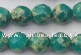 CDE2175 15.5 inches 16mm faceted round dyed sea sediment jasper beads