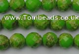 CDE2181 15.5 inches 8mm faceted round dyed sea sediment jasper beads