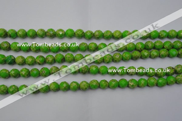 CDE2181 15.5 inches 8mm faceted round dyed sea sediment jasper beads