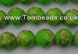 CDE2184 15.5 inches 14mm faceted round dyed sea sediment jasper beads