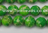 CDE2191 15.5 inches 8mm faceted round dyed sea sediment jasper beads